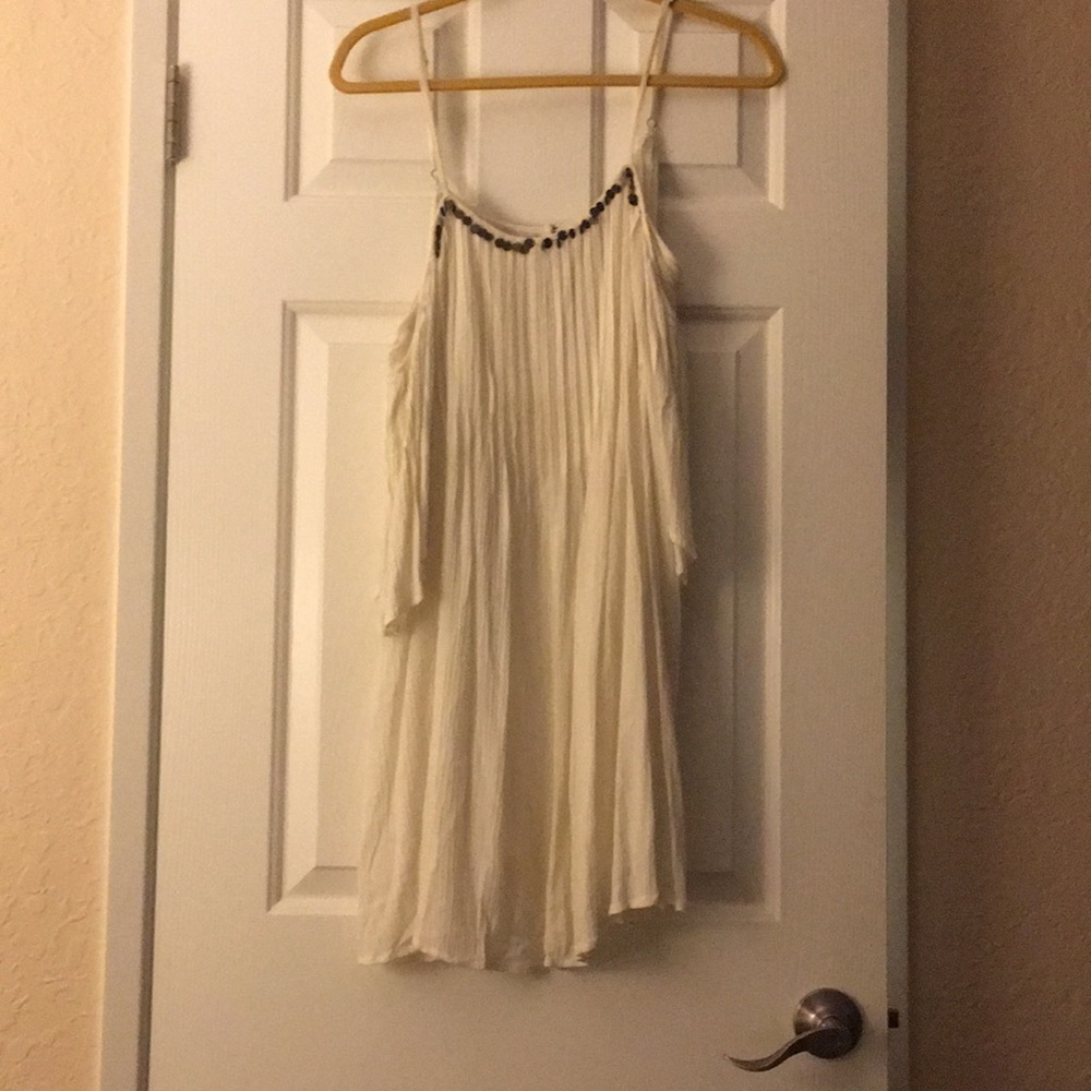 White cold shoulder dress